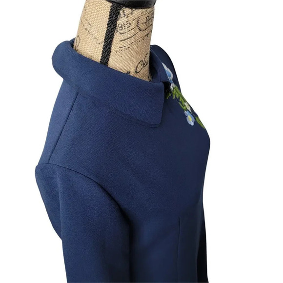 D & R Classic Embroidered Floral Double Collar Dress Women's Plus Size XXL Blue - Picture 14 of 16